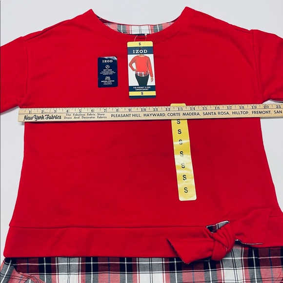 NEW- Women’s Izod Long Sleeve Tie Front 2 Fer Sweatshirt - Picture 3 of 11